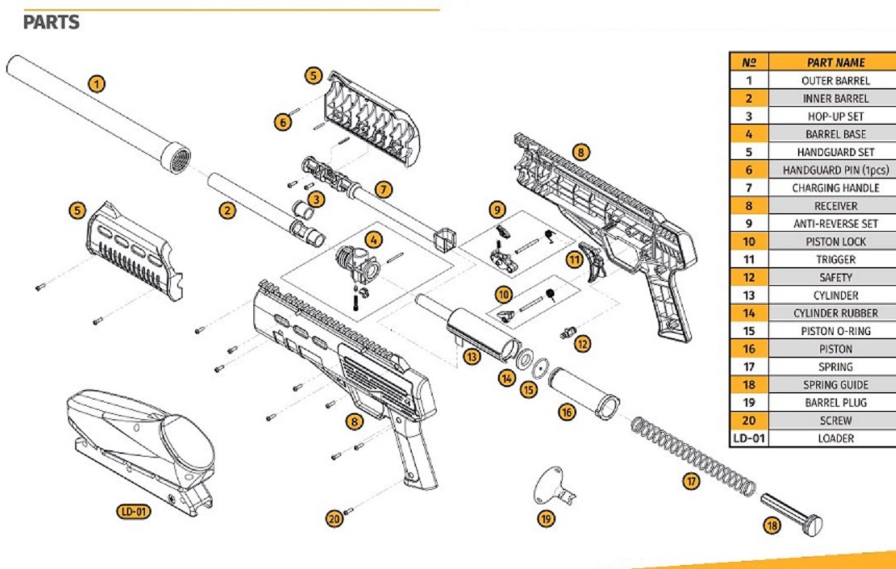 PEÇAS FIELD BLASTER CAL 0,50 PEÇAS - Disponível mediante pedido prévio*